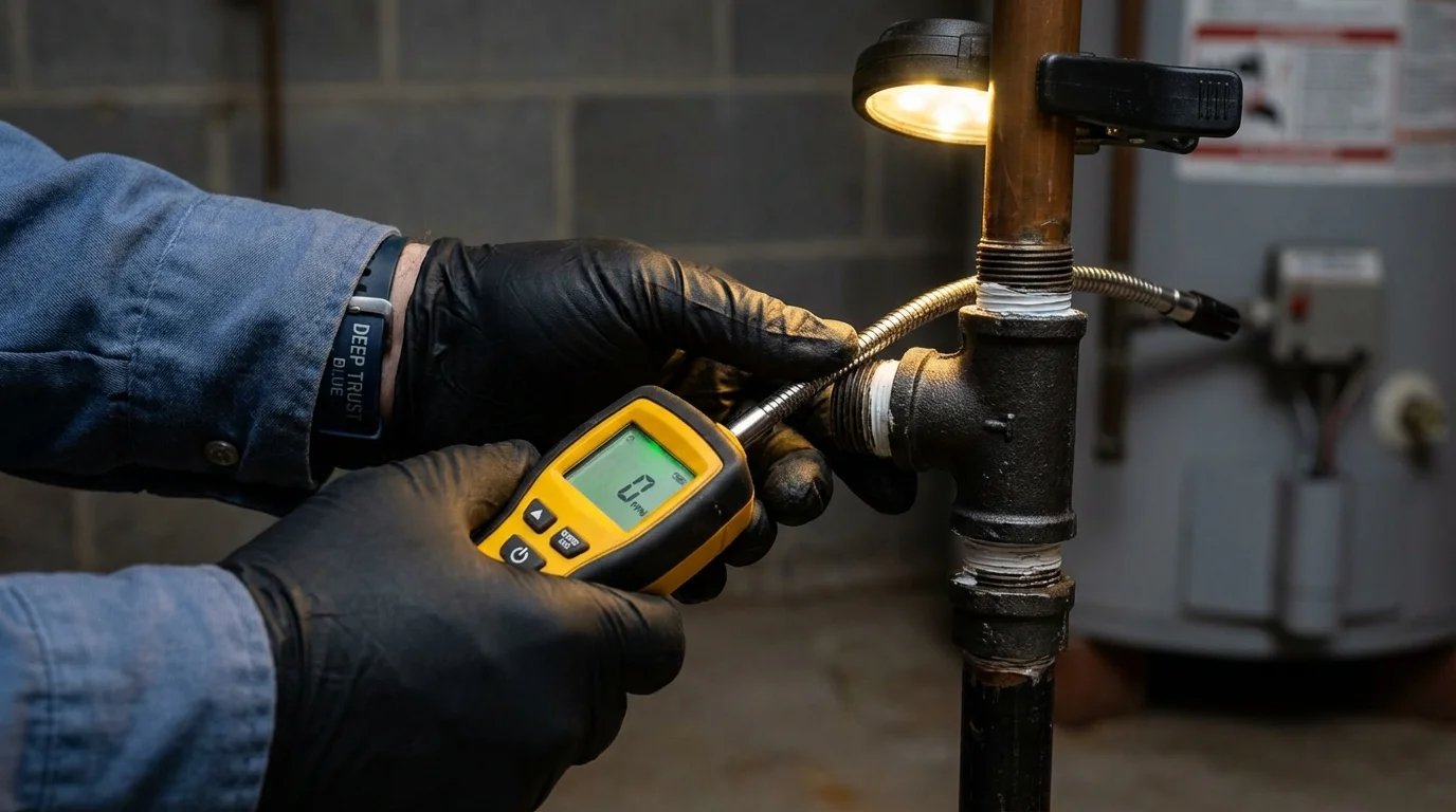 Gas leak detection with electronic sniffer by Johns Plumbing LLC in Midland