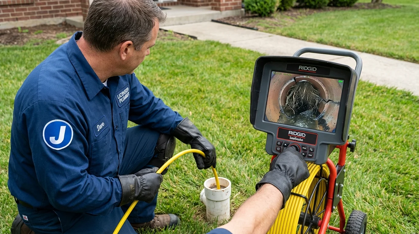 Sewer camera inspection being performed by Johns Plumbing LLC in Midland